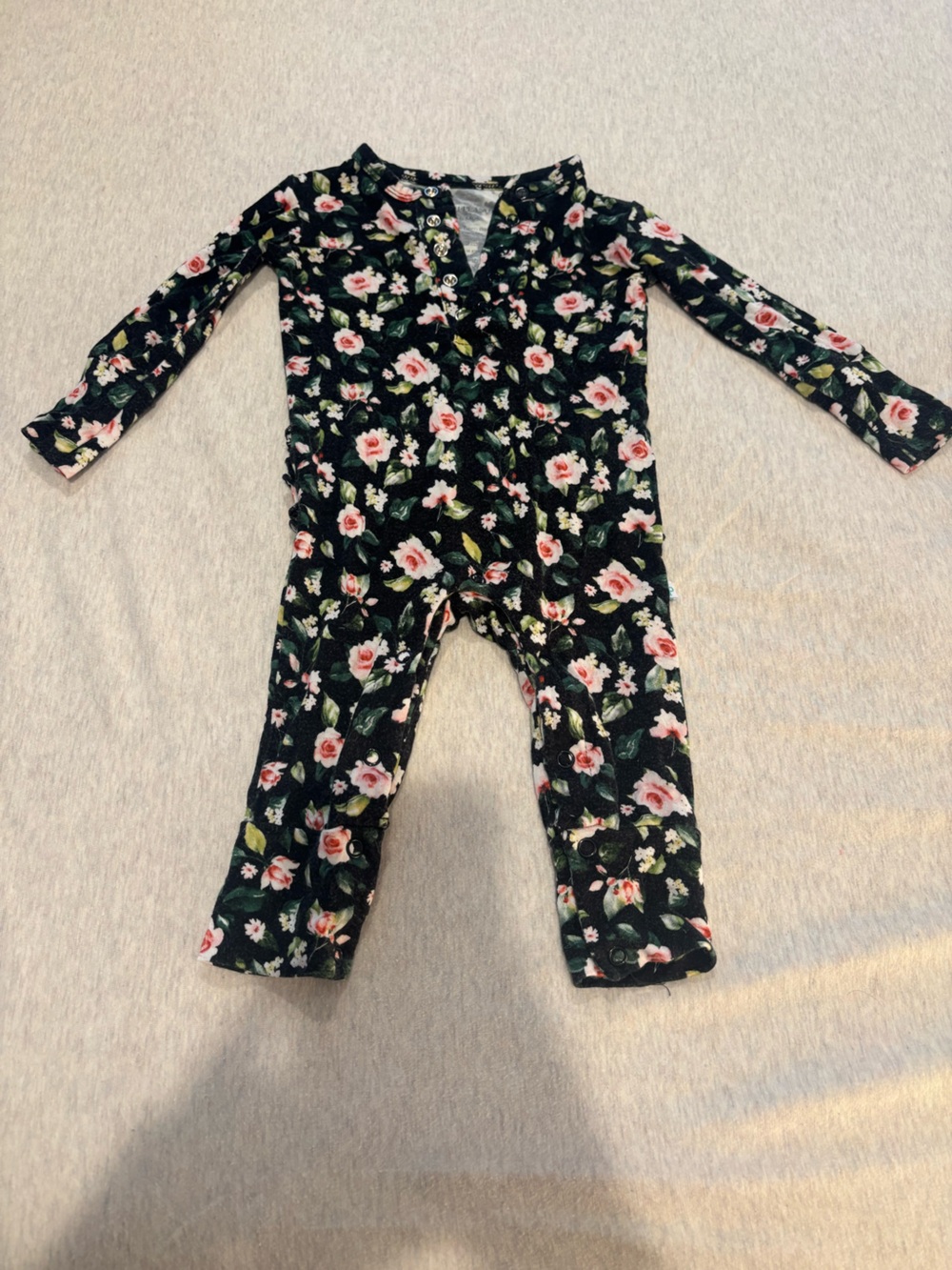 Posh Peanut Floral Ruffle Bottom Onsie